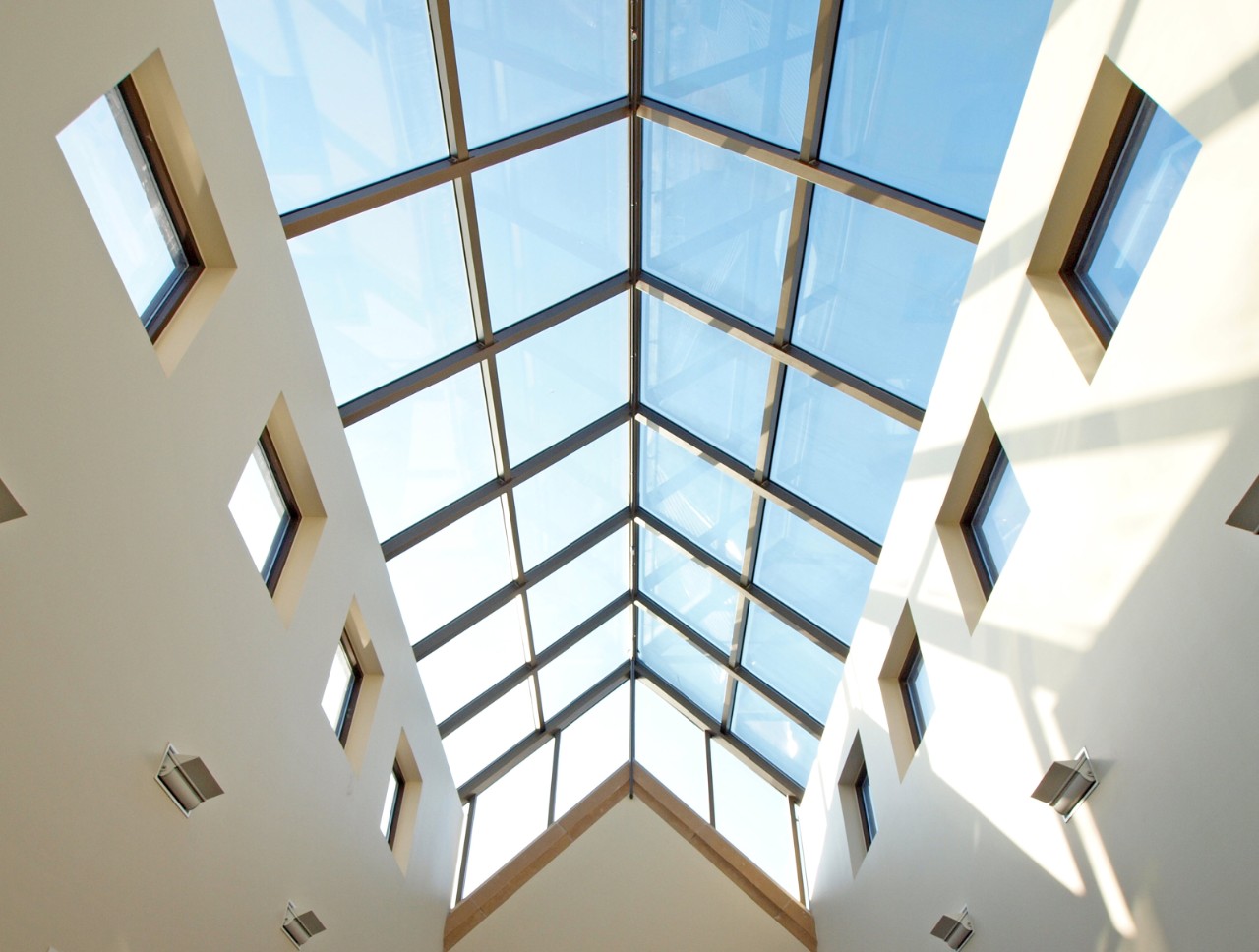 Metal framed skylight.